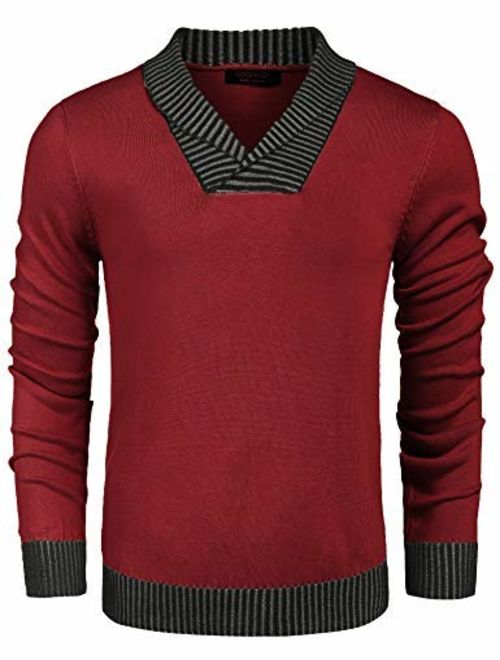 COOFANDY Men's Knitted Sweaters Casual V-Neck Slim Fit Pullover Knitwear