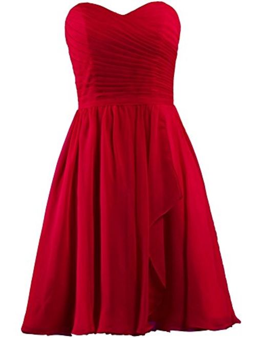 ANTS Women's Sweetheart Short Bridesmaid Dresses Chiffon Wedding Party Dress