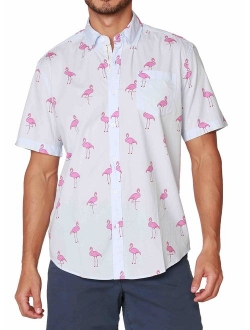 INGEAR Casual Shirt Button Down Hawaiian Short Sleeve Cruise Rayon Summer Shirt