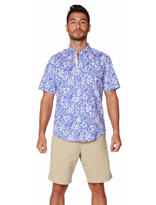 INGEAR Casual Shirt Button Down Hawaiian Short Sleeve Cruise Rayon Summer Shirt