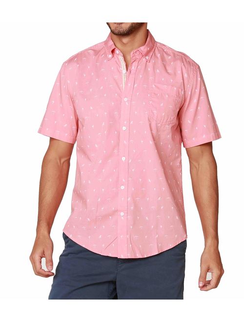 INGEAR Casual Shirt Button Down Hawaiian Short Sleeve Cruise Rayon Summer Shirt