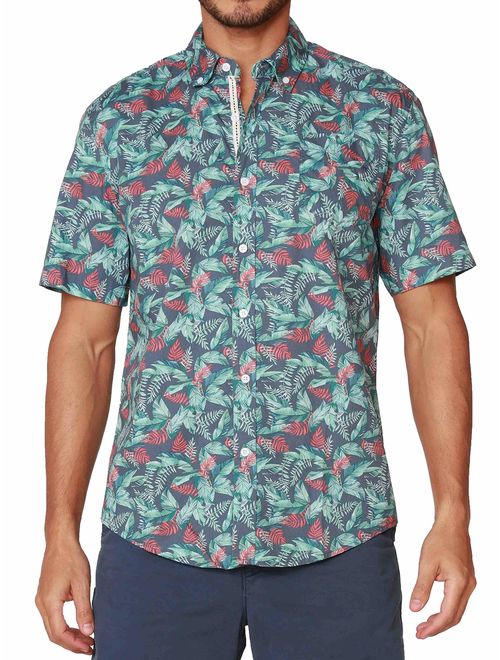 INGEAR Casual Shirt Button Down Hawaiian Short Sleeve Cruise Rayon Summer Shirt