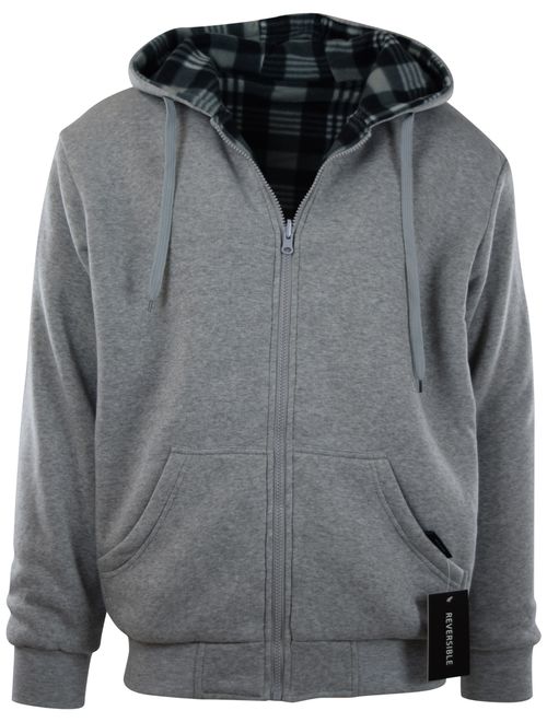 Mens Full Zipper Fleece Basic Hoodie with Lining (Many Designs To Choose From)