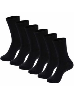 Men's Dress Socks - Cotton Socks for Business and Casual 6 Pack (Black, L)