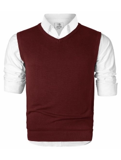 MOCOTONO Men's V-Neck Cotton Vest Casual Sleeveless Sweater