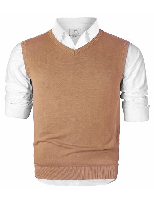 MOCOTONO Men's V-Neck Cotton Vest Casual Sleeveless Sweater