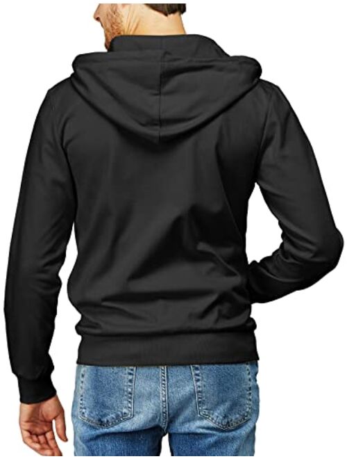 H2H Mens Casual Zip up Hoodie Jacket Double Cotton Lightweight Hooded