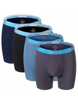 ZONBAILON Bamboo Running Sport Mens Underwear, Long Leg Boxer Briefs Multipack