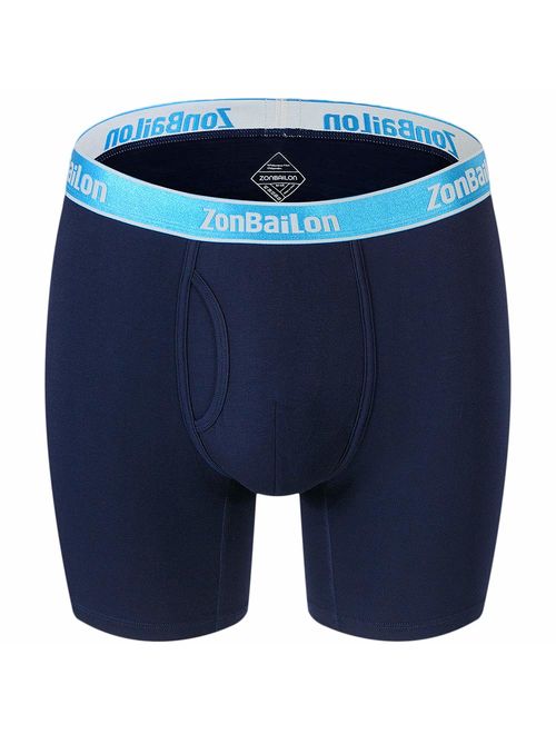 ZONBAILON Bamboo Running Sport Mens Underwear, Long Leg Boxer Briefs Multipack