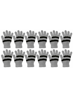 Winter Magic Gloves, 12 Pairs Stretchy Warm Knit Bulk Pack Mens Womens, Wholesale