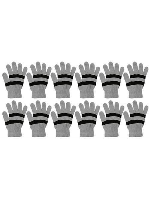 Winter Magic Gloves, 12 Pairs Stretchy Warm Knit Bulk Pack Mens Womens, Wholesale