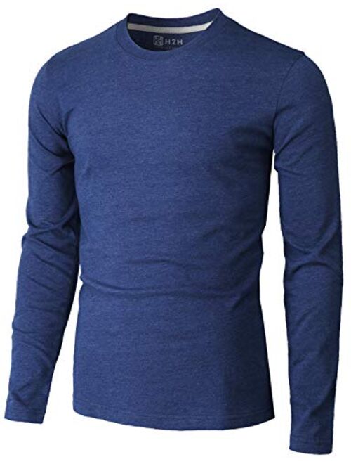 H2H Mens Casual Slim Fit Long Sleeve V-Neck T-Shirts