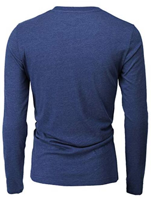 H2H Mens Casual Slim Fit Long Sleeve V-Neck T-Shirts