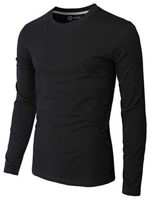 H2H Mens Casual Slim Fit Long Sleeve V-Neck T-Shirts