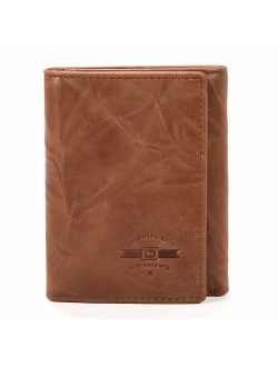 ID Stronghold RFID Blocking Trifold Wallet for Men - Crazy Horse Western Leather