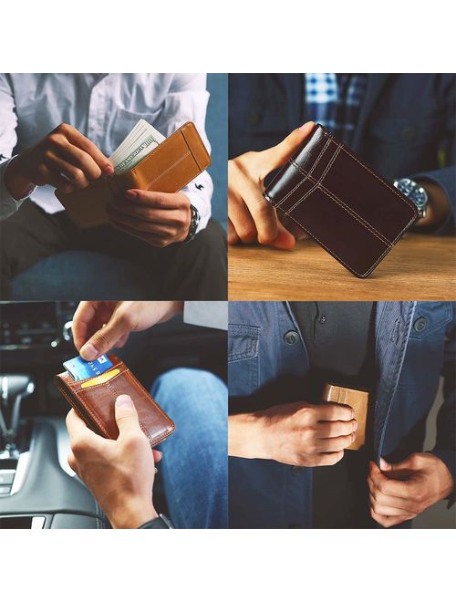 Buy Mens Wallet Slim Genuine Leather Rfid Thin Bifold Wallets For Men Minimalist Front Pocket Id 8253