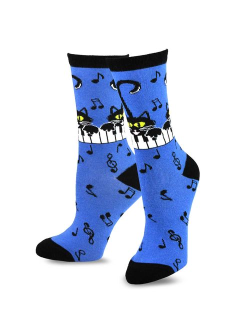 TeeHee Music Cotton Crew Socks for Women and Men 4-Pack