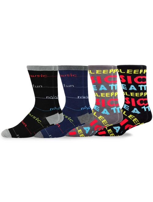 TeeHee Music Cotton Crew Socks for Women and Men 4-Pack