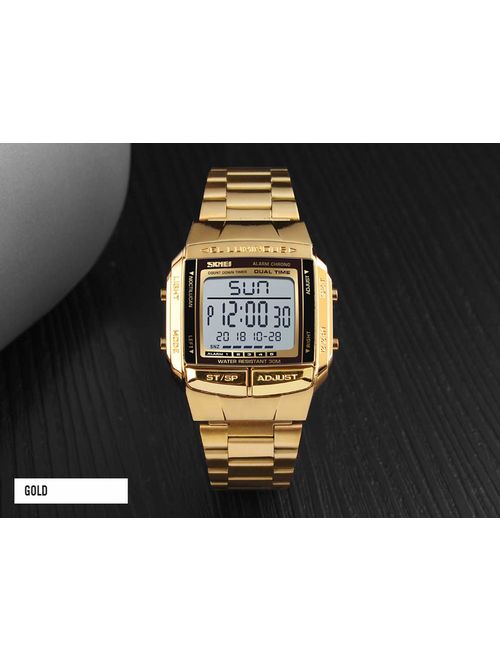 Unisex Luxury Digital Watches Multifunctional Stopwatch Countdown Alarm Backlight Water Resistant Watch