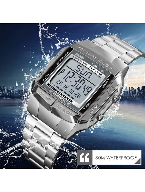 Unisex Luxury Digital Watches Multifunctional Stopwatch Countdown Alarm Backlight Water Resistant Watch