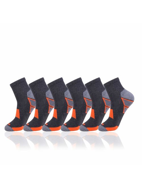JOYNEE Men's 6 Pack Athletic Performance Cushion Ankle Running Quarter Socks
