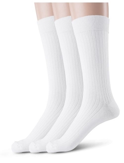 Silky Toes 3 or 6 Pk Men's Cotton Crew Dress Socks -Casual Multi Pack With Pretty Gift Box