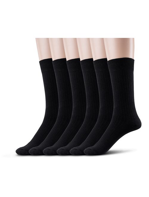 Silky Toes 3 or 6 Pk Men's Cotton Crew Dress Socks -Casual Multi Pack With Pretty Gift Box