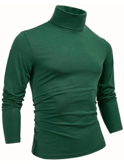 THWEI Mens Turtleneck T-Shirts Mock Turtleneck Slim Fit Long Sleeve Pullover Sweater Tee