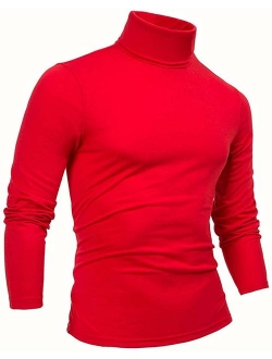 THWEI Mens Turtleneck T-Shirts Mock Turtleneck Slim Fit Long Sleeve Pullover Sweater Tee