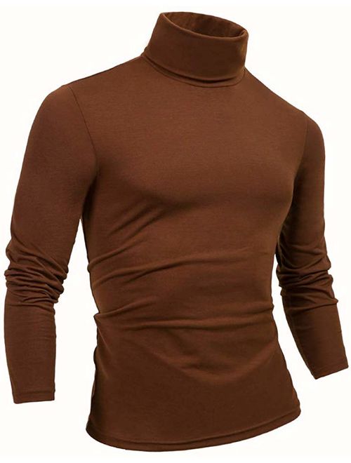 THWEI Mens Turtleneck T-Shirts Mock Turtleneck Slim Fit Long Sleeve Pullover Sweater Tee