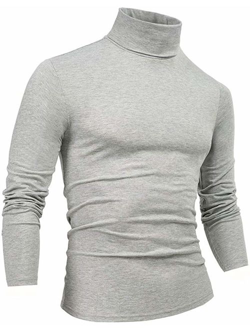 THWEI Mens Turtleneck T-Shirts Mock Turtleneck Slim Fit Long Sleeve Pullover Sweater Tee