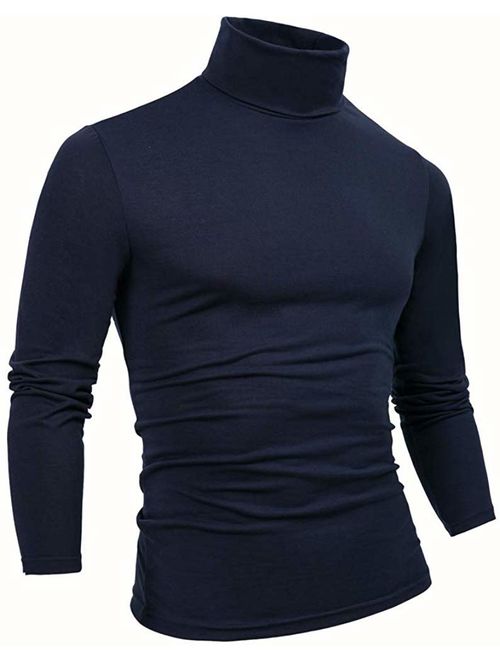 THWEI Mens Turtleneck T-Shirts Mock Turtleneck Slim Fit Long Sleeve Pullover Sweater Tee