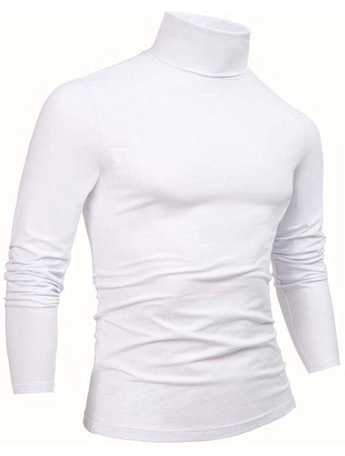 THWEI Mens Turtleneck T-Shirts Mock Turtleneck Slim Fit Long Sleeve Pullover Sweater Tee