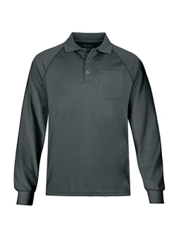 MOHEEN Men's Long Sleeve Moisture Wicking Performance Solid Golf Polo Shirt with Pocket