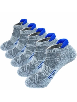 Men's Low Cut Ankle Athletic Socks Cushioned Breathable Running Performance Sport Tab cotton Socks(5 pack)