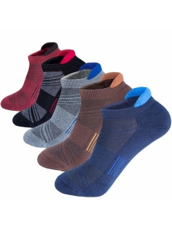 Men's Low Cut Ankle Athletic Socks Cushioned Breathable Running Performance Sport Tab cotton Socks(5 pack)