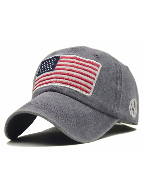 LOKIDVE USA American Flag Baseball Cap Embroidered Polo Style Military Army Hat