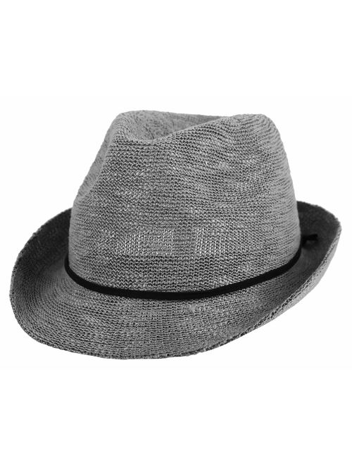 Simplicity Unisex Lightweight Packable Foldable Straw Fedora Hat Beach Sun Hat