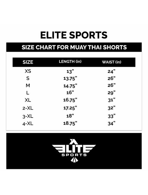 Elite Sports Muay Thai, MMA, Kickboxing Shorts, Kickboxing Muay Thai Training Shorts for Men and Women