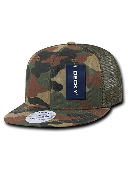 DECKY 6 Panel Flat Bill Trucker Cap