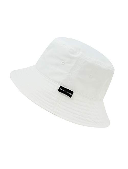 The Hat Depot Washed Cotton Denim Bucket Hat