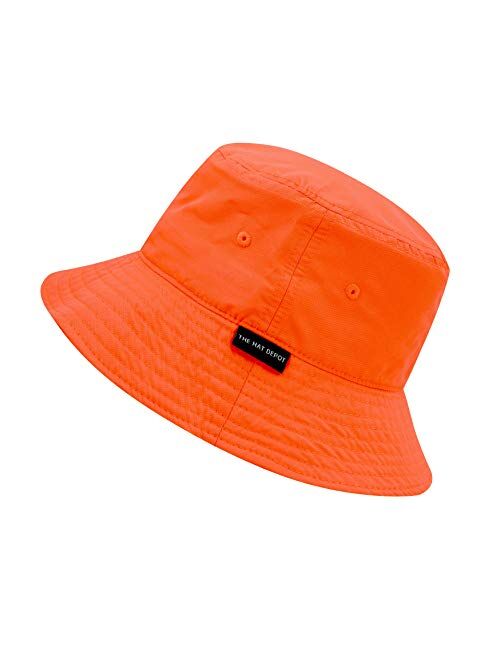 The Hat Depot Washed Cotton Denim Bucket Hat