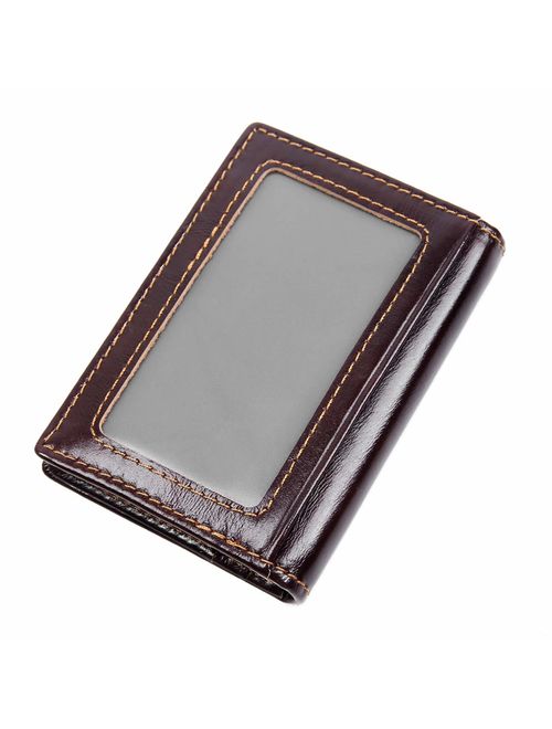 Texbo RFID Blocking Slim Leather Bifold Wallet Credit Card Case Holder With ID Window