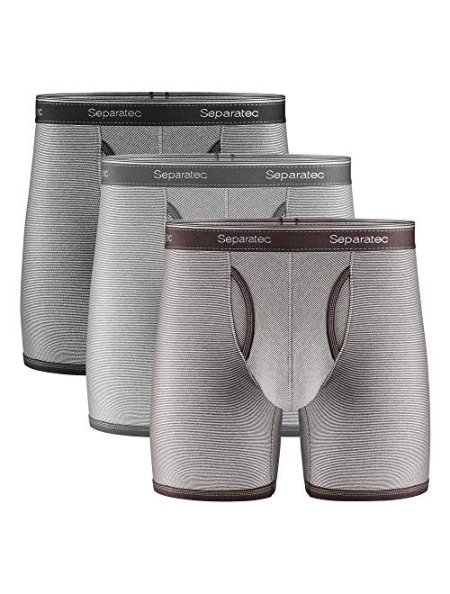 Separatec Men's Underwear Stylish Striped Comfort Soft Cotton Boxer Briefs 3 Pack