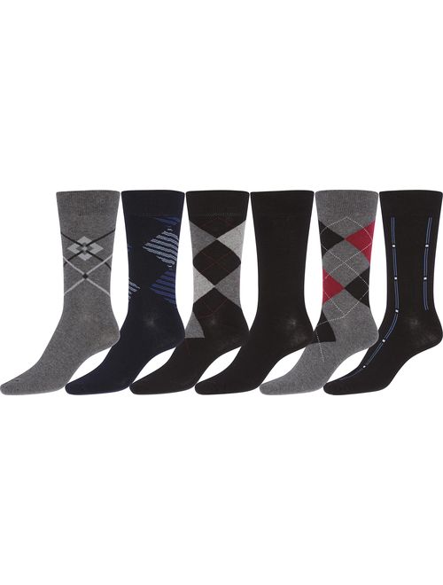 Sakkas Mens Cotton Blend Pattern And Ribbed Dress Socks Value 6-Pack