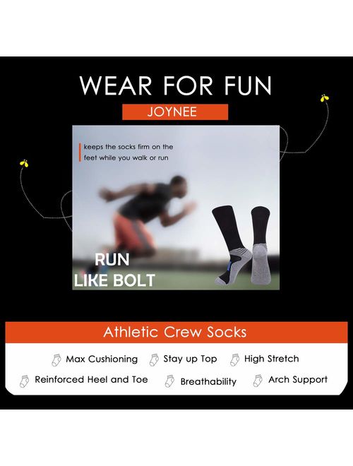 JOYNEE Mens Athletic Performance Crew Socks for Running and Training 6 Pack