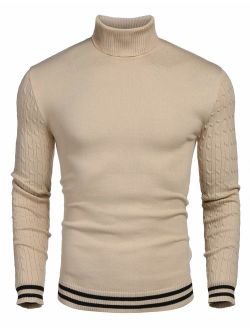 Men's Basic Ribbed Thermal Knitted Pullover Slim Fit Turtleneck Sweater