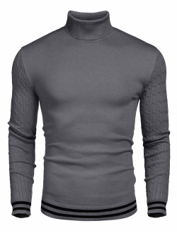 Men's Basic Ribbed Thermal Knitted Pullover Slim Fit Turtleneck Sweater