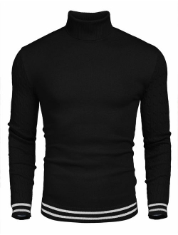 Men's Basic Ribbed Thermal Knitted Pullover Slim Fit Turtleneck Sweater