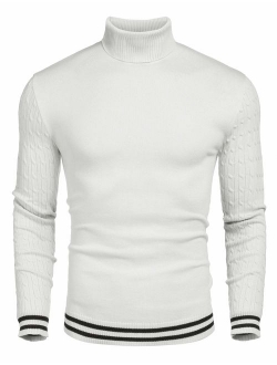 Men's Basic Ribbed Thermal Knitted Pullover Slim Fit Turtleneck Sweater